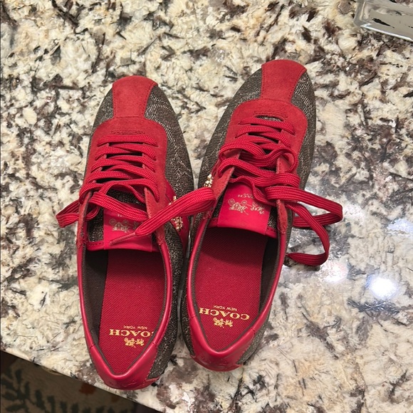 Coach Red and Brown Women's Sneakers - Picture 1 of 2